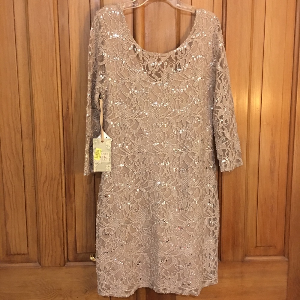 Chelsea & Violet taupe sequin dress